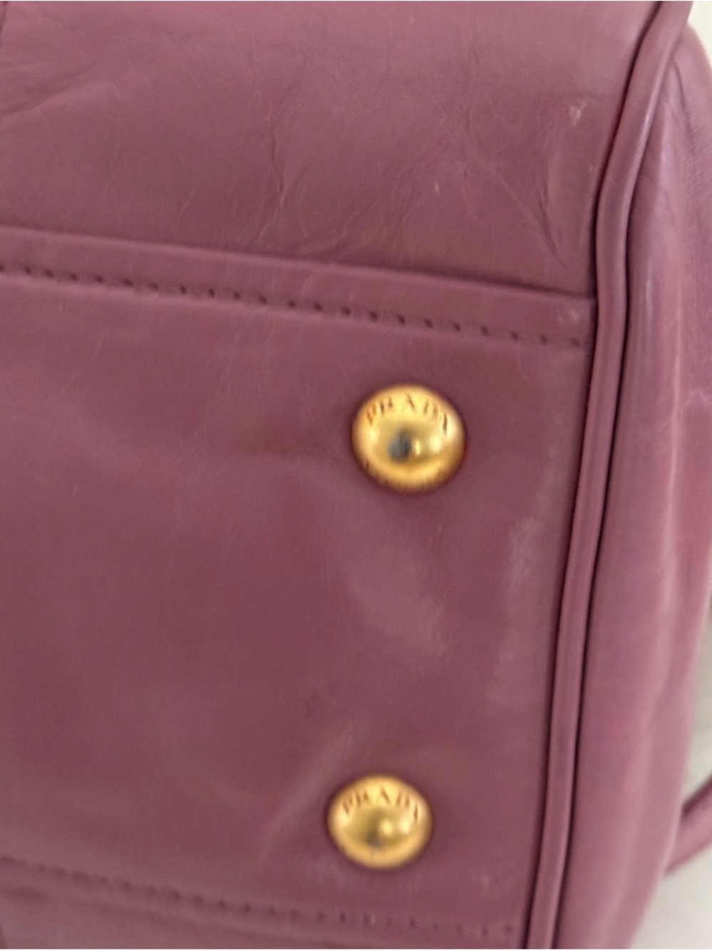 Prada Vitello Shine Leather Satchel Antique Pink Shoulder Handbag - Picture 14 of 15